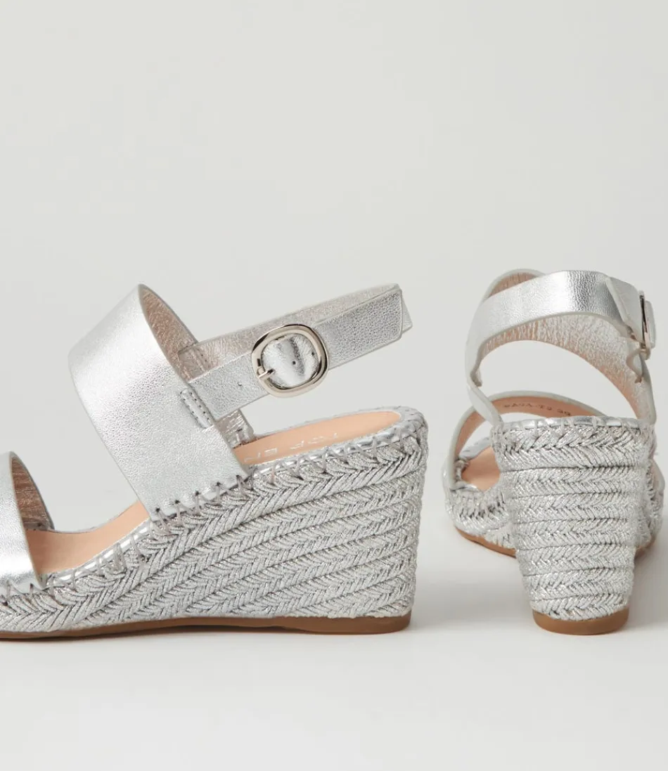 Élégantes espadrilles femme haut de gamme - Sandales Gaga en cuir souple avec tresse argentée, parfaites pour l'été