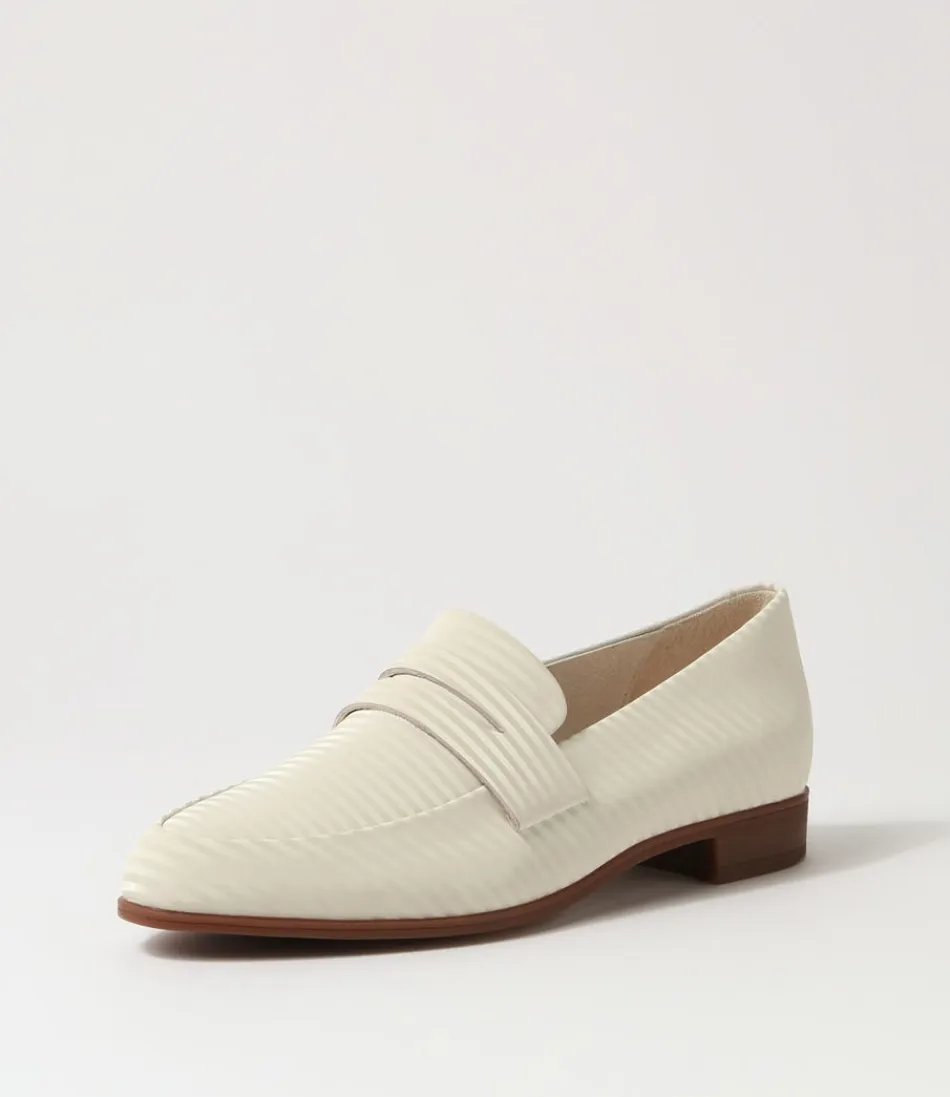 Mocassins Femme Django-Juliette - Détails Gébeze en Cuir Veiné Vanille, Élégants et Confortables