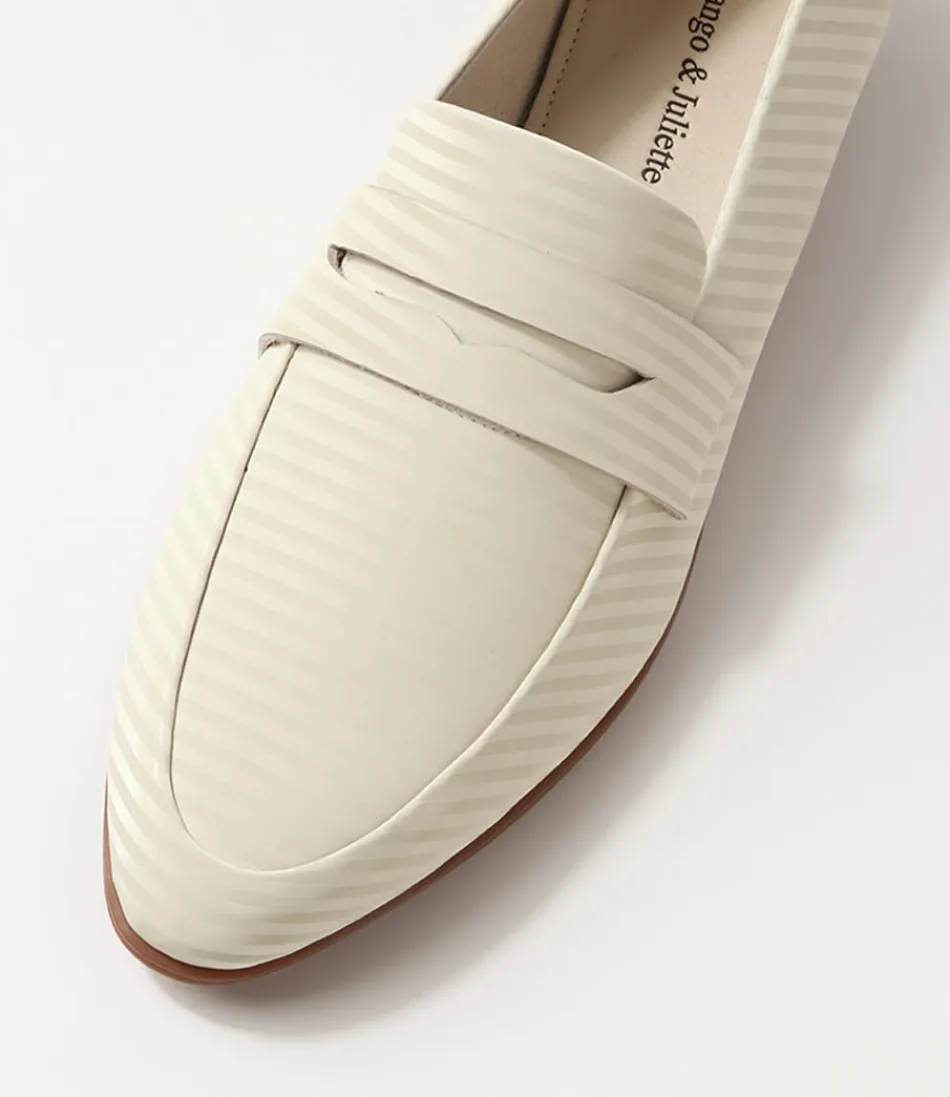 Mocassins Femme Django-Juliette - Détails Gébeze en Cuir Veiné Vanille, Élégants et Confortables