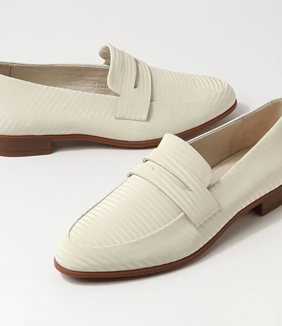 Mocassins Femme Django-Juliette - Détails Gébeze en Cuir Veiné Vanille, Élégants et Confortables