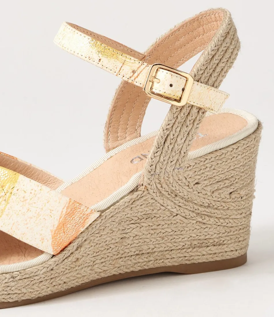 Espadrilles en cuir Ghosta – Dégradé éclatant orange et jaune – Collection Femme Élégance