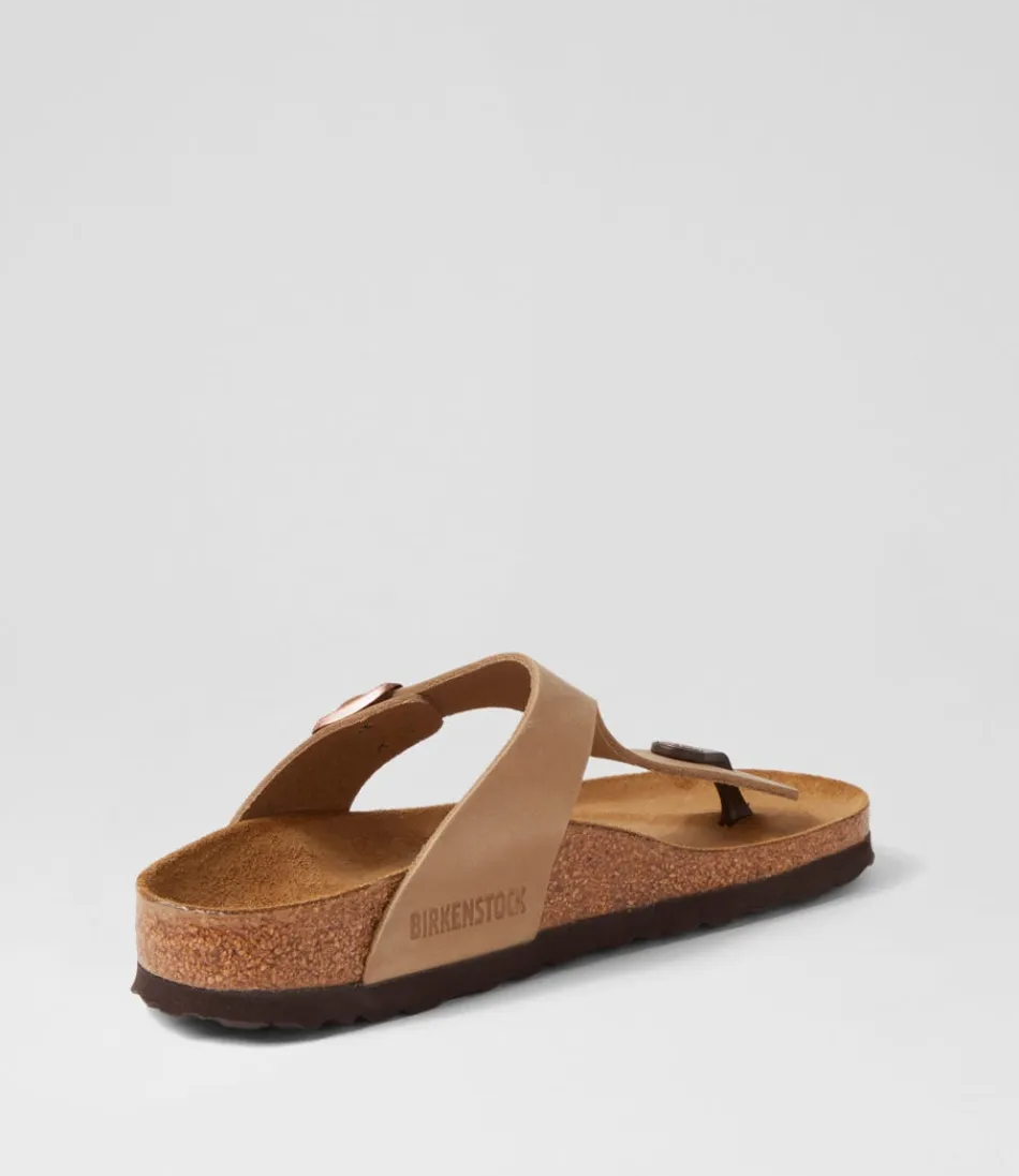 Sandales BIRKENSTOCK Gizeh Étroites pour Femme - Cuir Huilé Marron Tabac, Confort Optimal au Quotidien