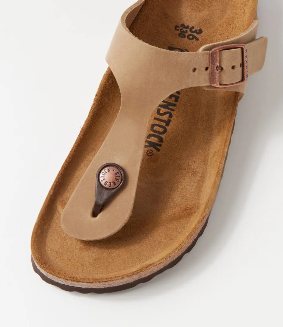 Sandales BIRKENSTOCK Gizeh Étroites pour Femme - Cuir Huilé Marron Tabac, Confort Optimal au Quotidien