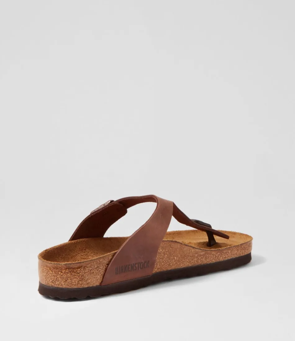 BIRKENSTOCK Gizeh : Sandales légères en cuir huilé nuance Habana - Confort optimal pour femme - Style intemporel et durable