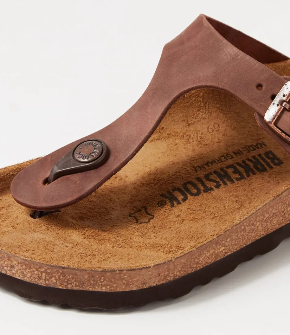 BIRKENSTOCK Gizeh : Sandales légères en cuir huilé nuance Habana - Confort optimal pour femme - Style intemporel et durable