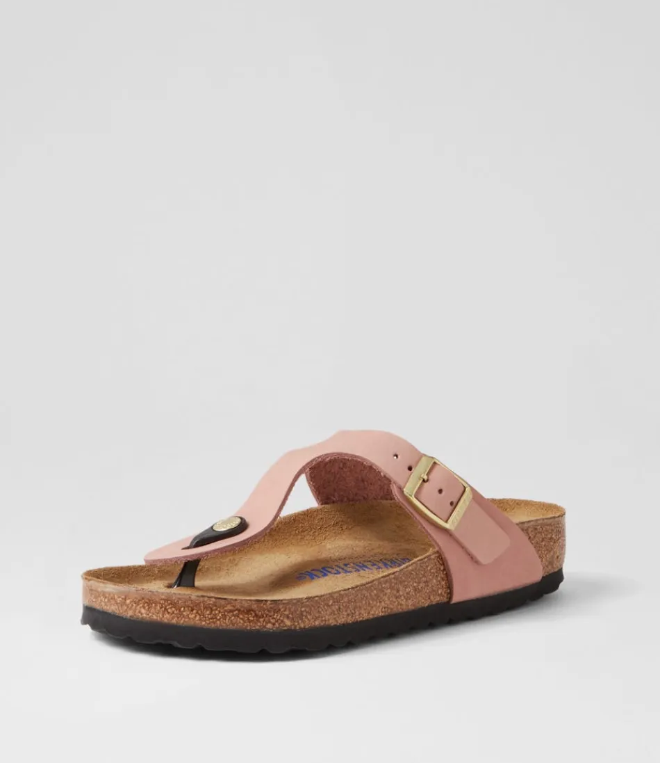 Sandales BIRKENSTOCK Gizeh SFB pour Femme – Nu-Pieds en Nubuck Rose Patiné, Confort Optimal & Style Intemporel