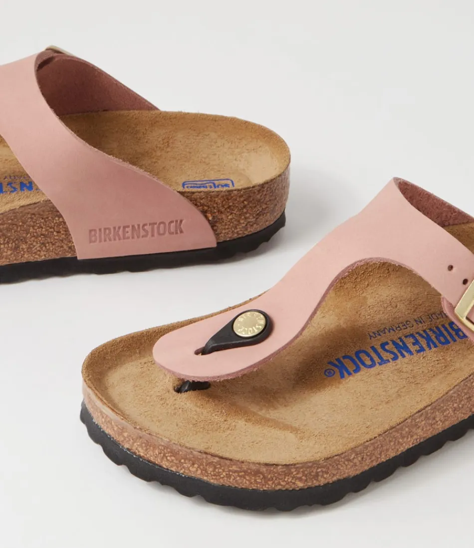Sandales BIRKENSTOCK Gizeh SFB pour Femme – Nu-Pieds en Nubuck Rose Patiné, Confort Optimal & Style Intemporel
