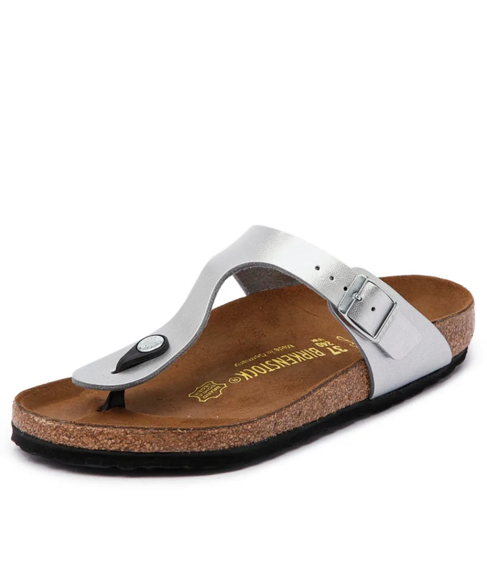 Sandales BIRKENSTOCK Femme Gizeh - Confort Optimal en Birko-Flor Argenté