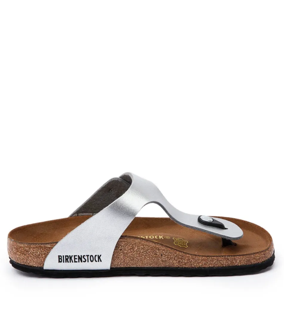 Sandales BIRKENSTOCK Femme Gizeh - Confort Optimal en Birko-Flor Argenté