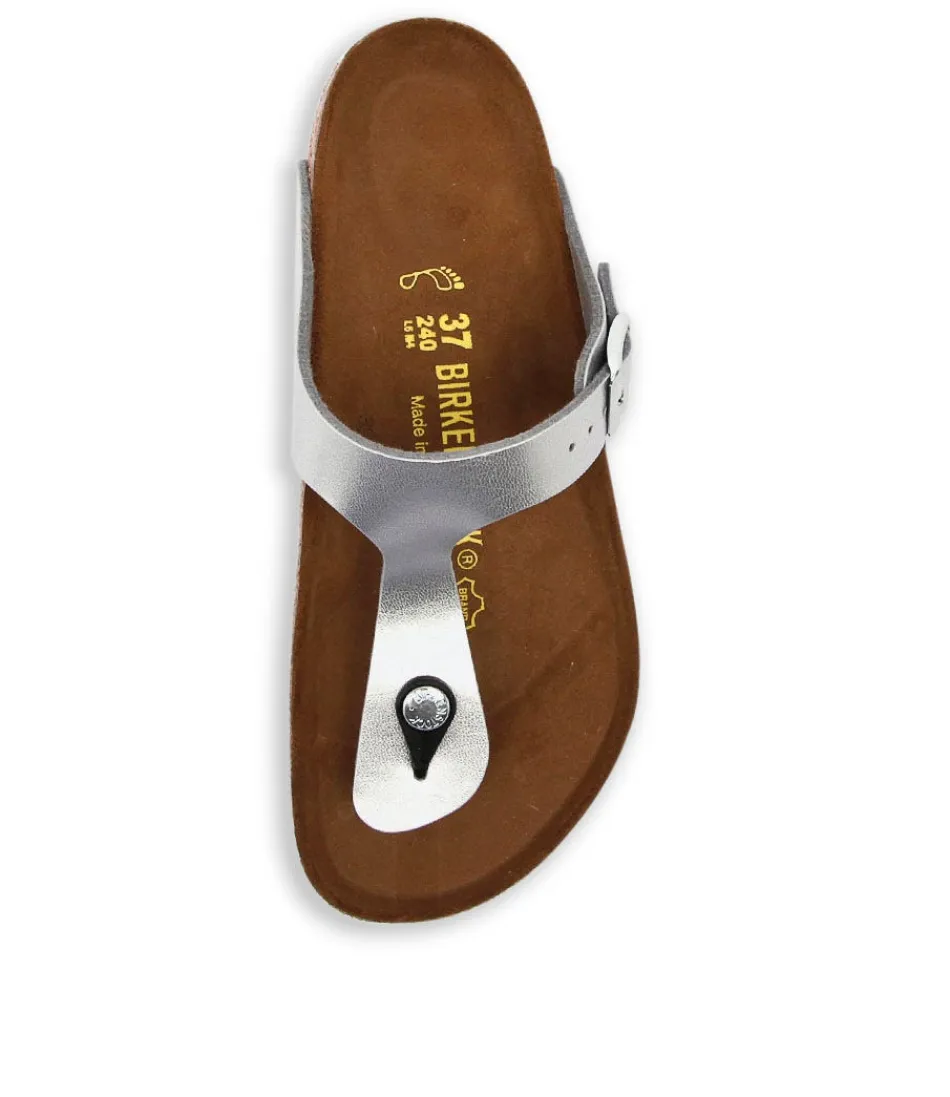 Sandales BIRKENSTOCK Femme Gizeh - Confort Optimal en Birko-Flor Argenté