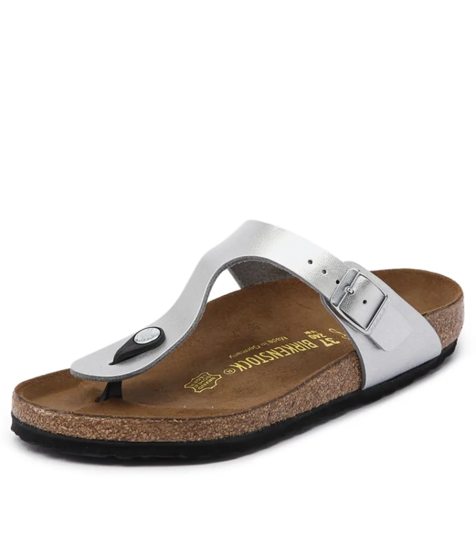 Sandales BIRKENSTOCK Femme Gizeh - Confort Optimal en Birko-Flor Argenté