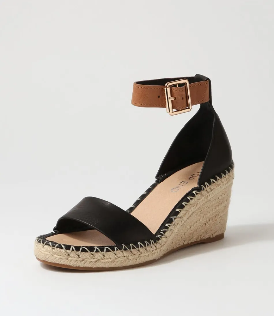 Espadrilles Élégantes Haut de Gamme pour Femme - Modèle Gonice en Cuir Véritable Noir et Brun Clair, Confort Assuré avec Semelle Cordon Traditionnelle
