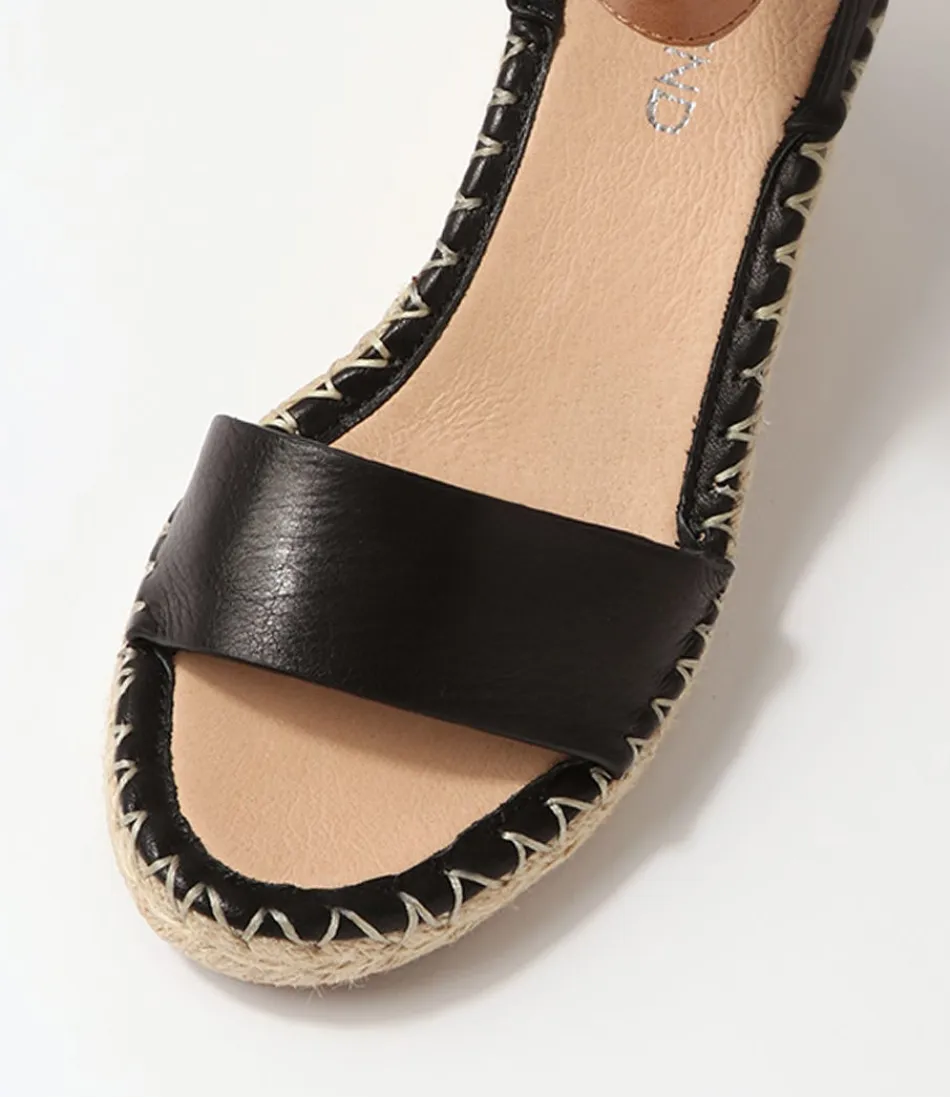 Espadrilles Élégantes Haut de Gamme pour Femme - Modèle Gonice en Cuir Véritable Noir et Brun Clair, Confort Assuré avec Semelle Cordon Traditionnelle