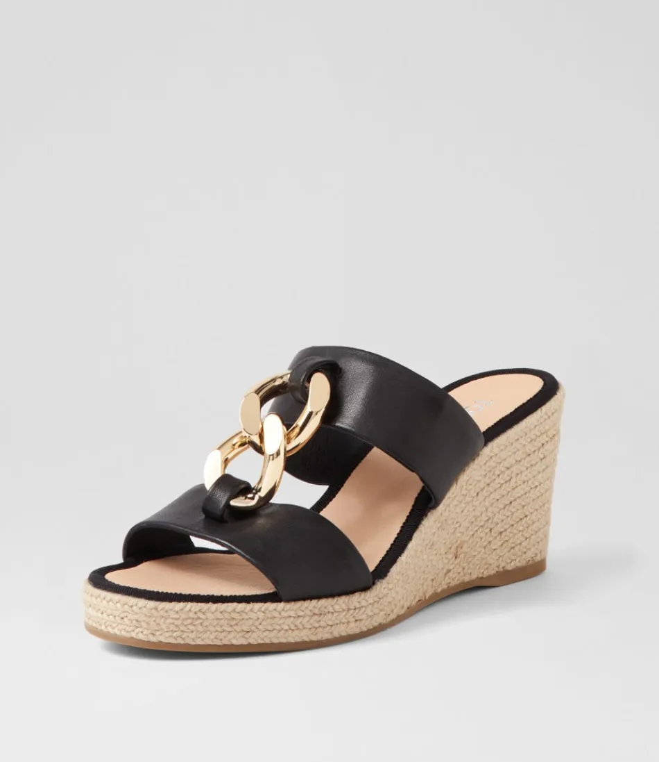 Espadrilles Femme Élégantes à Talon Compensé - Style Greecie en Corde Naturelle et Cuir Souple - Noir Intemporel