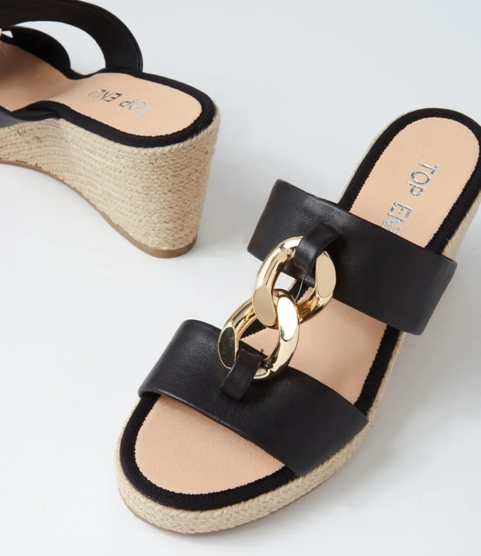 Espadrilles Femme Élégantes à Talon Compensé - Style Greecie en Corde Naturelle et Cuir Souple - Noir Intemporel