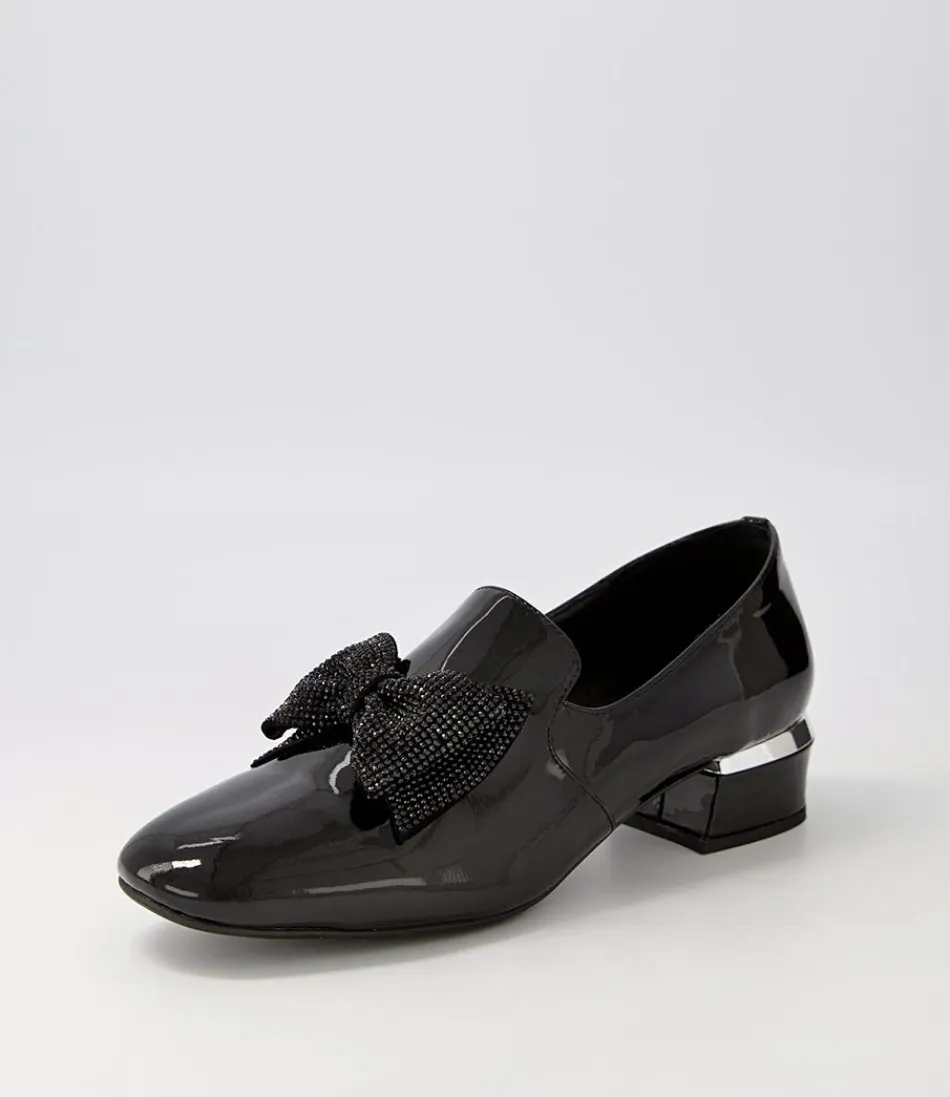 Escarpins Django & Juliette en vernis noir grenat avec détails strass - Talons élégants pour femme