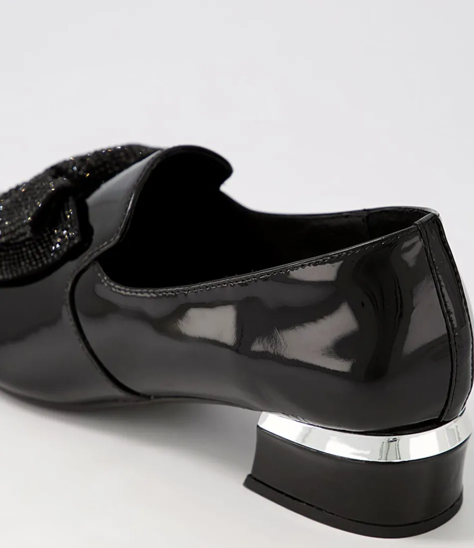 Escarpins Django & Juliette en vernis noir grenat avec détails strass - Talons élégants pour femme