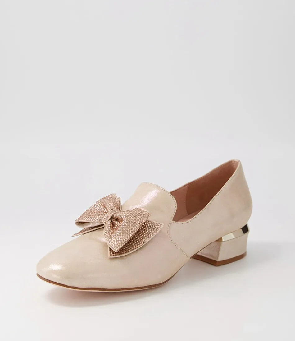 Mocassins élégants pour femme Django & Juliette - Cuir souple grenade rosé, détails perlés et talon bas confortable