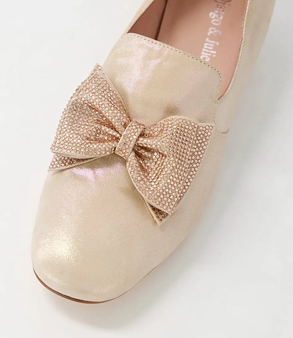 Mocassins élégants pour femme Django & Juliette - Cuir souple grenade rosé, détails perlés et talon bas confortable