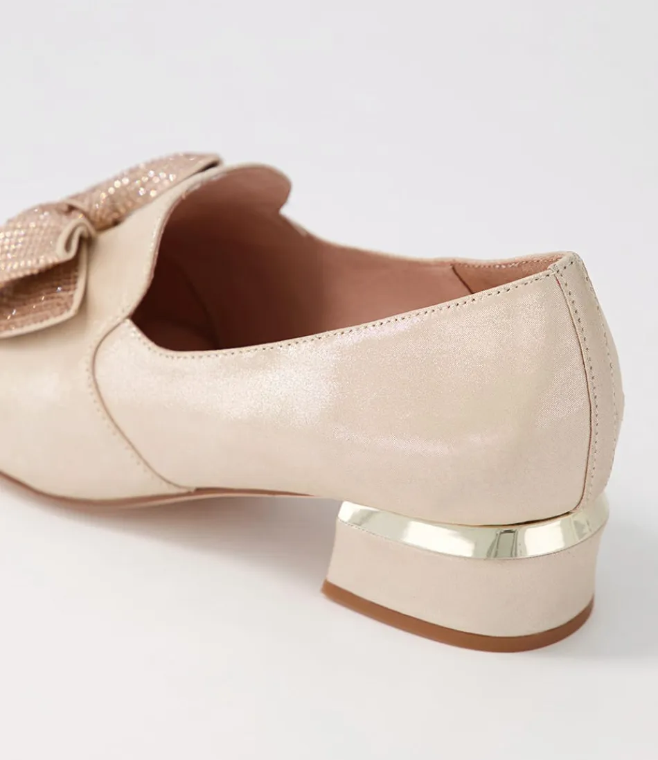 Mocassins élégants pour femme Django & Juliette - Cuir souple grenade rosé, détails perlés et talon bas confortable