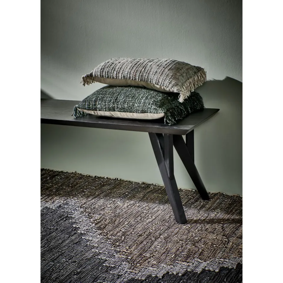 Coussin d'assise GRUNGE en coton bio respirant - Dimensions 50x30 cm - Teinte vert mousse - Confort douillet pour votre intérieur par Pomax