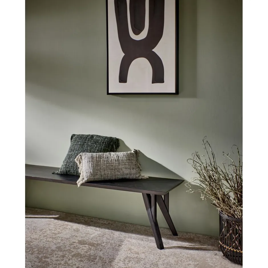 Coussin d'assise GRUNGE en coton bio respirant - Dimensions 50x30 cm - Teinte vert mousse - Confort douillet pour votre intérieur par Pomax