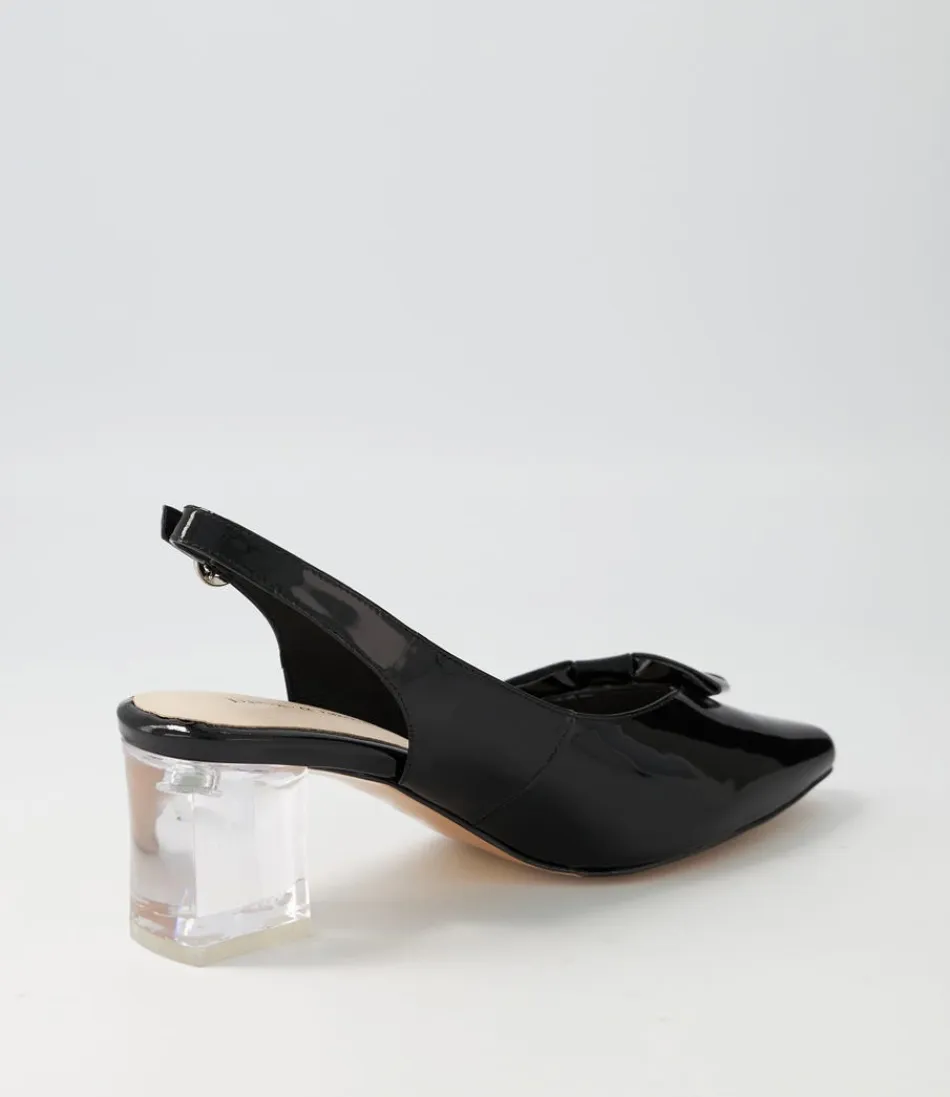 Escarpins Femme DJANGO et JULIETTE Hadia – Noir Verni avec Talon Transparent Élégant