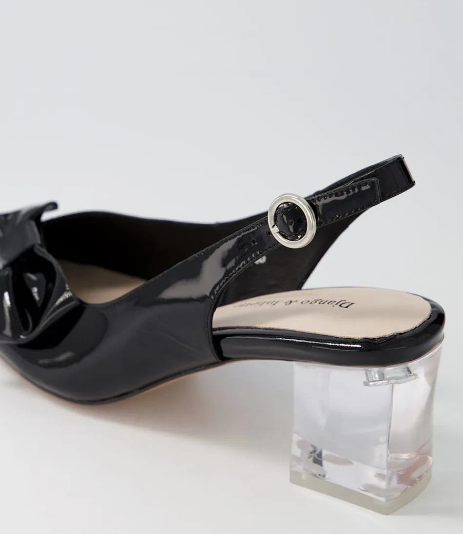 Escarpins Femme DJANGO et JULIETTE Hadia – Noir Verni avec Talon Transparent Élégant