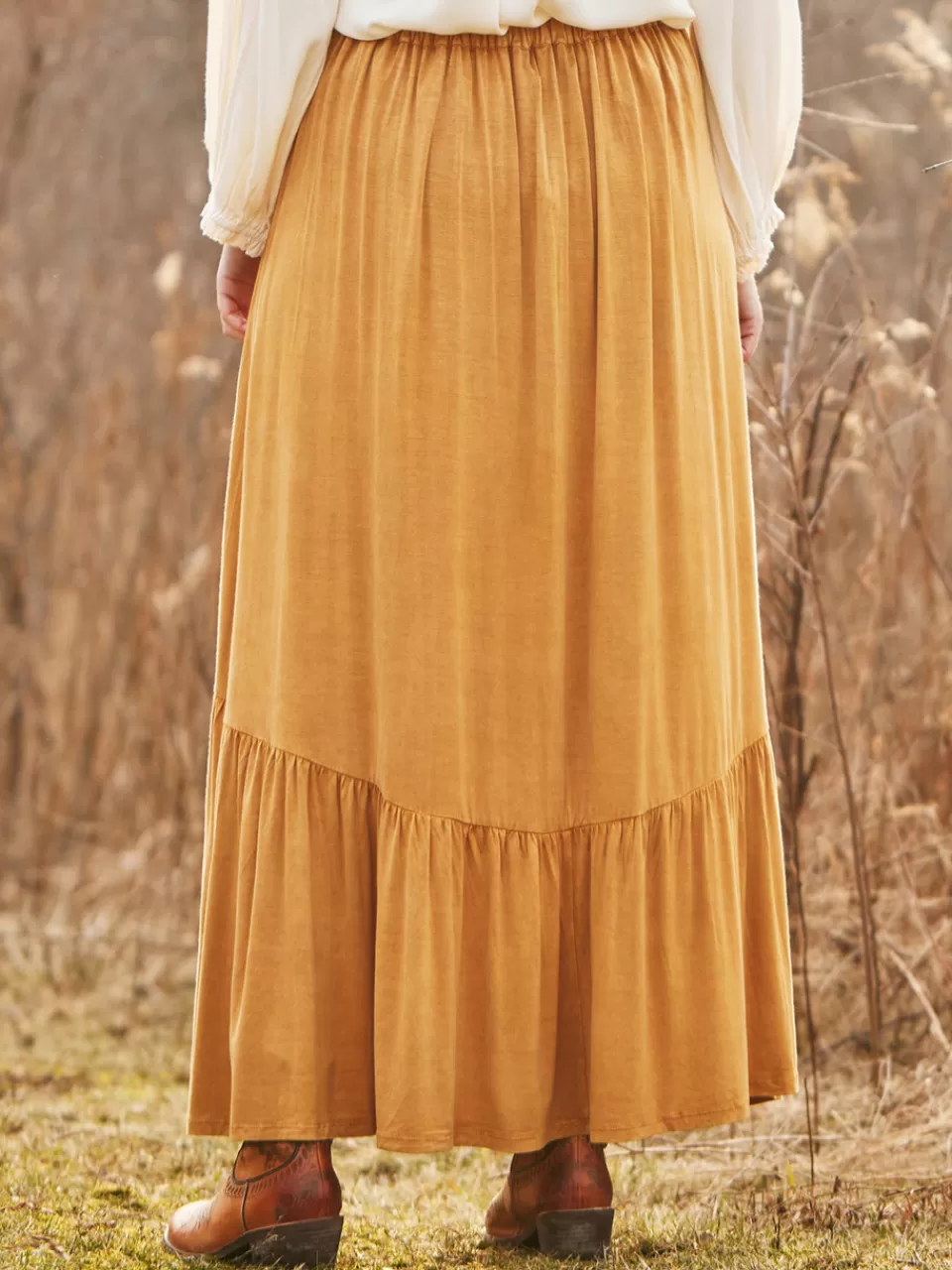 Jupe-culotte en jersey doux - Ton miel délavé | Collection printemps chez April Cornell
