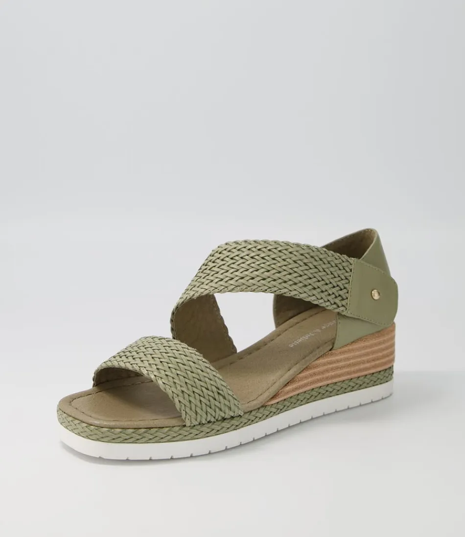 Espadrilles Femme DJANGO-JULIETTE - Tressé Cuir Kaki Léger avec Semelle en Jute Naturel | Style Méditerranéen Élégant