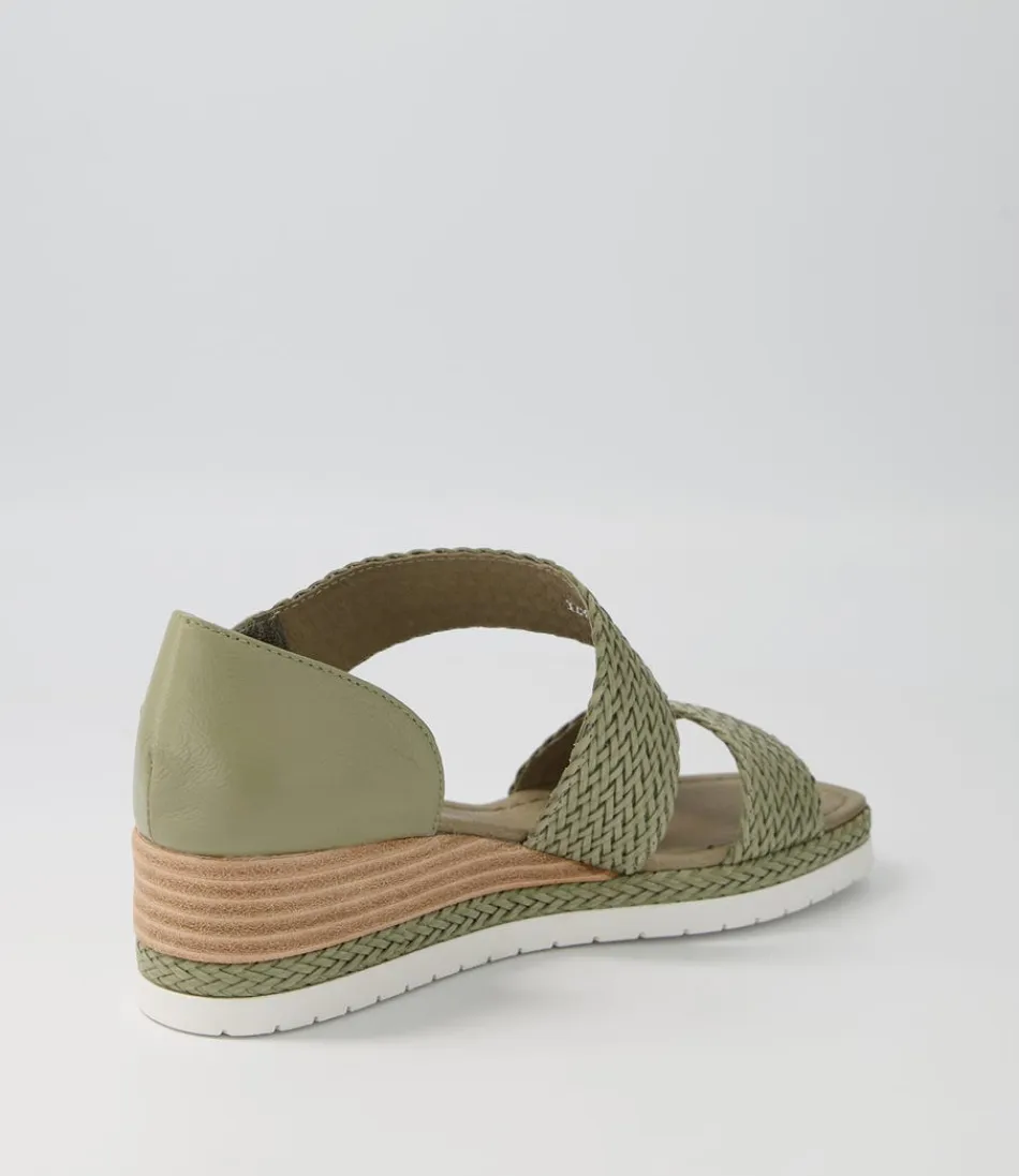 Espadrilles Femme DJANGO-JULIETTE - Tressé Cuir Kaki Léger avec Semelle en Jute Naturel | Style Méditerranéen Élégant