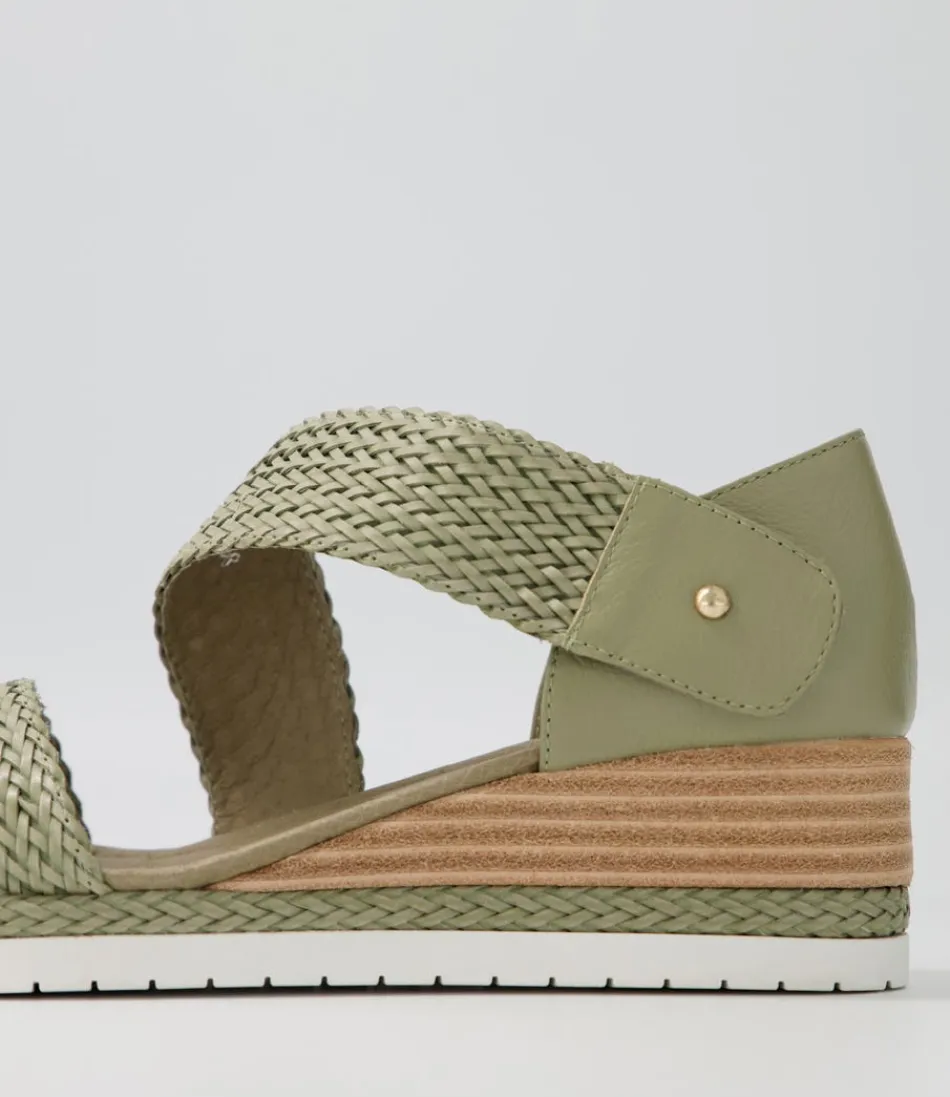 Espadrilles Femme DJANGO-JULIETTE - Tressé Cuir Kaki Léger avec Semelle en Jute Naturel | Style Méditerranéen Élégant