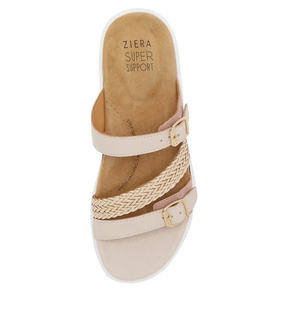 Sandales Compensées ZIERA pour Femme - Modèle Ieanny W en Cuir Tissé Multicolore Nuancé - Style Décontracté et Tendance