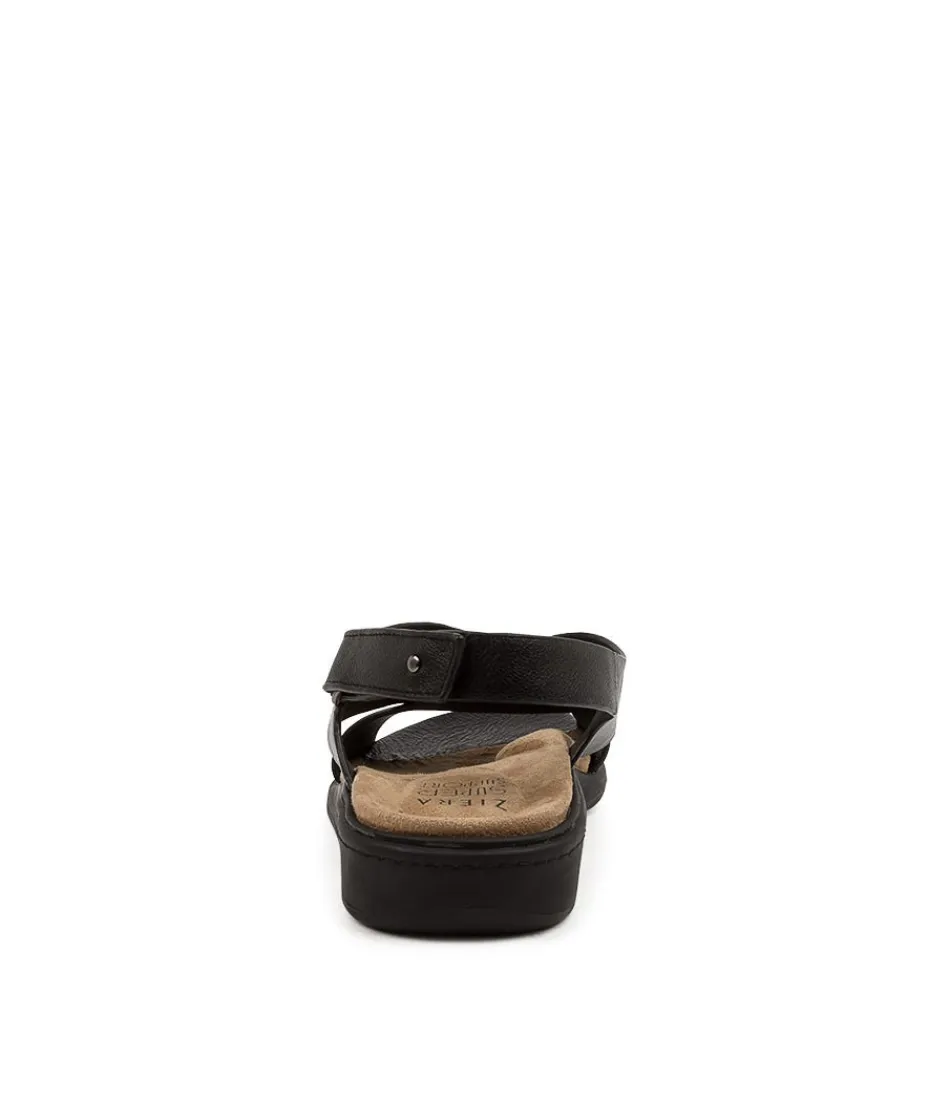 Escarpins compensés femme ZIERA - Modèle Ilda W en cuir verni noir, idéals pour marcher en toute élégance