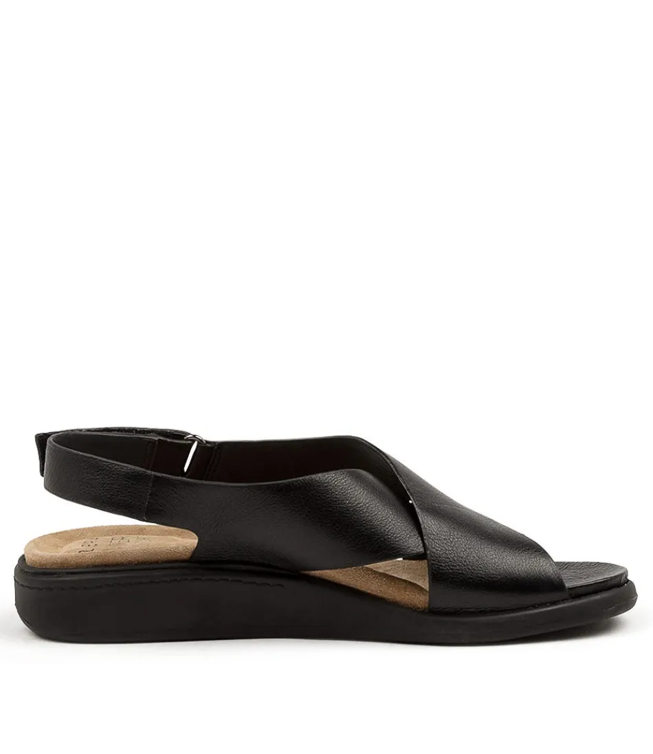 Escarpins compensés femme ZIERA - Modèle Ilda W en cuir verni noir, idéals pour marcher en toute élégance