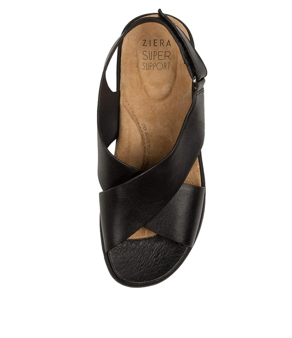 Escarpins compensés femme ZIERA - Modèle Ilda W en cuir verni noir, idéals pour marcher en toute élégance