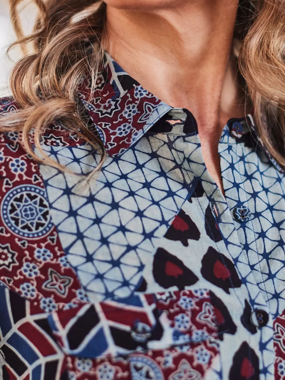 Robe Chemisier Patchwork Indigo Édition Limitée - Style Bohème Chic Printemps 2024 | Collection Exclusive April Cornell