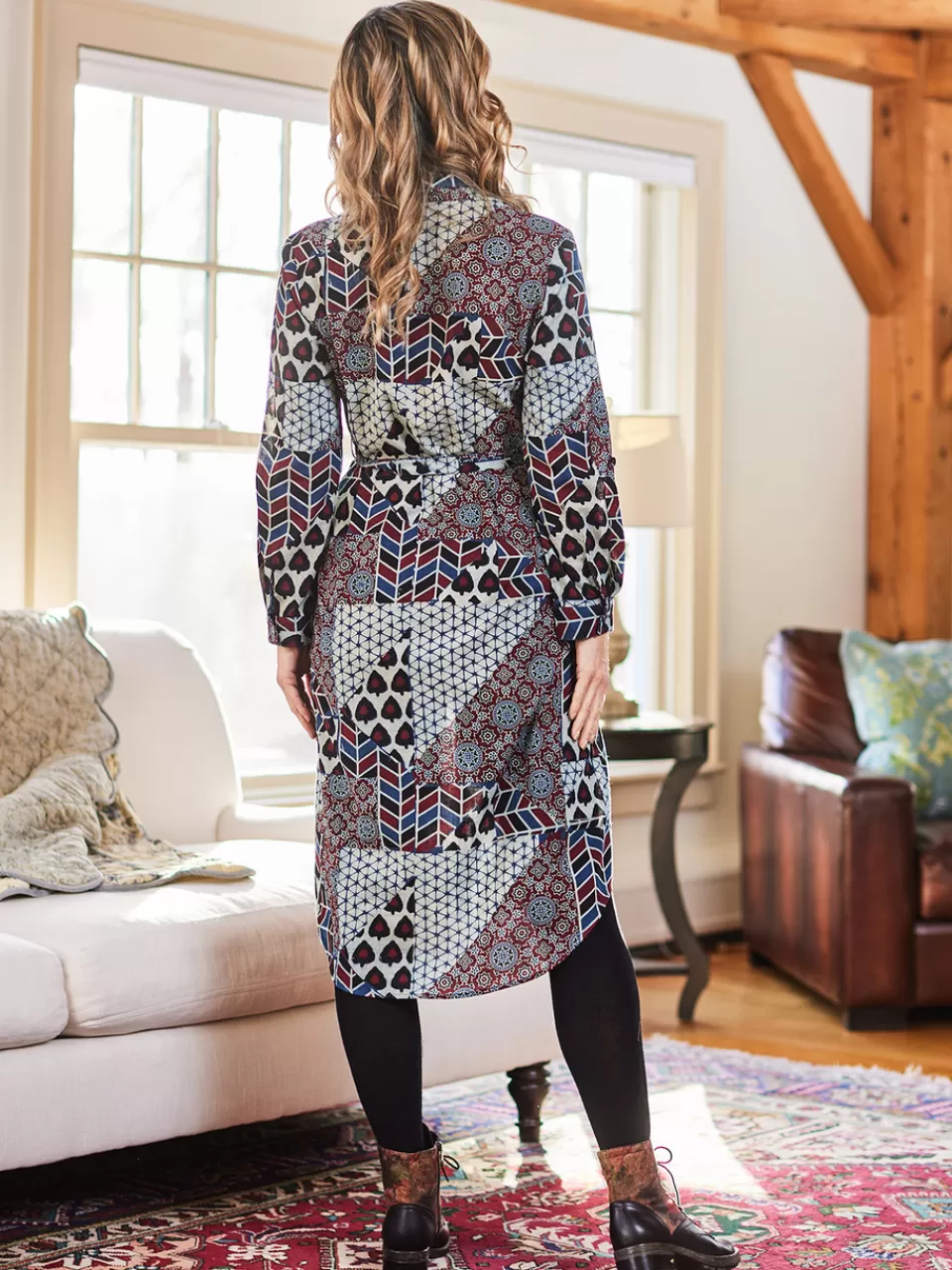 Robe Chemisier Patchwork Indigo Édition Limitée - Style Bohème Chic Printemps 2024 | Collection Exclusive April Cornell