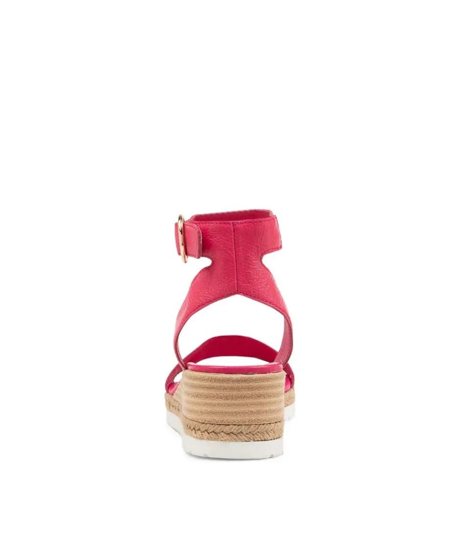 DJANGO & JULIETTE - Espadrilles Femme en Cuir Rose Éclatant - Sandales Irlandaises Élégantes