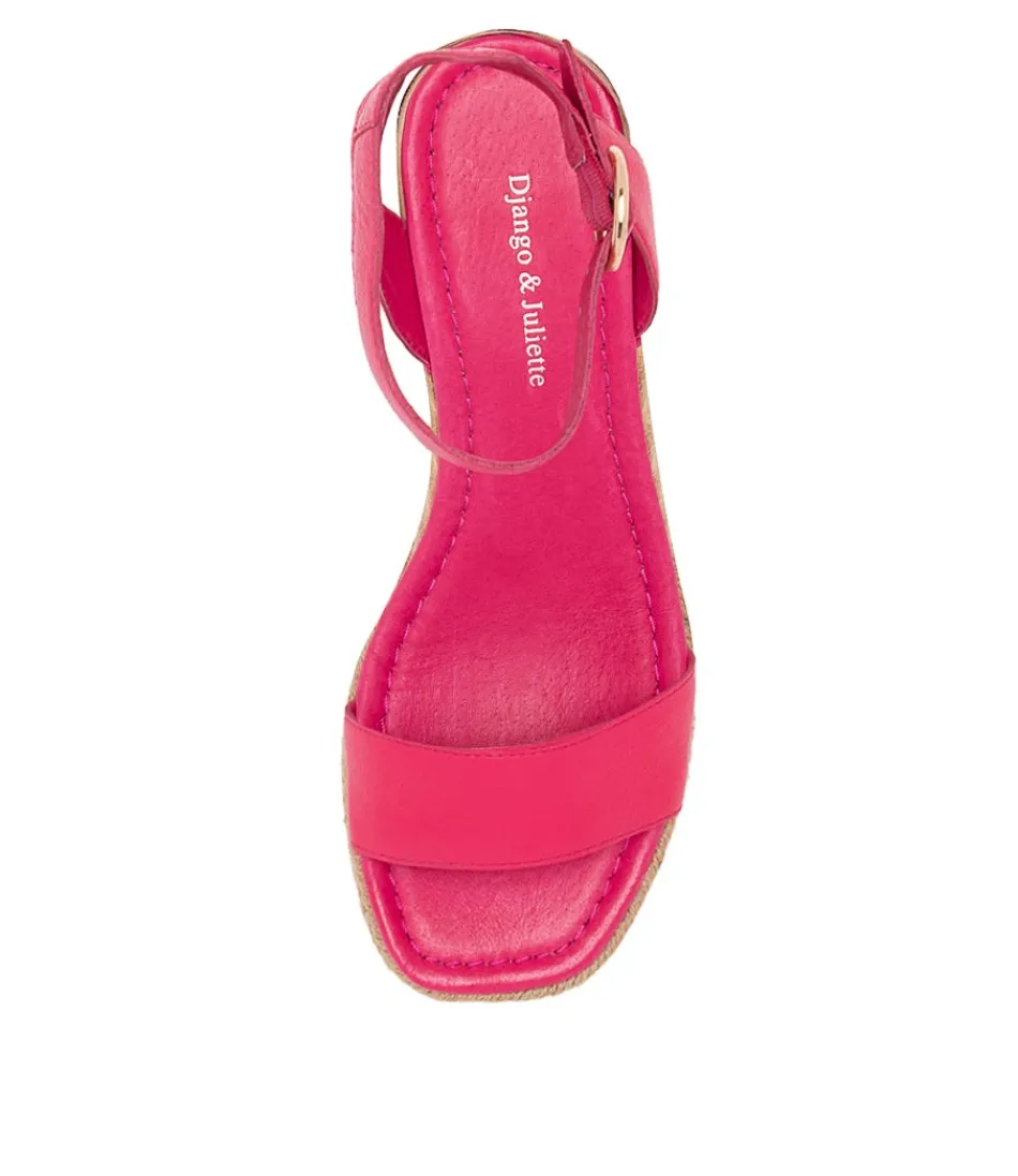 DJANGO & JULIETTE - Espadrilles Femme en Cuir Rose Éclatant - Sandales Irlandaises Élégantes