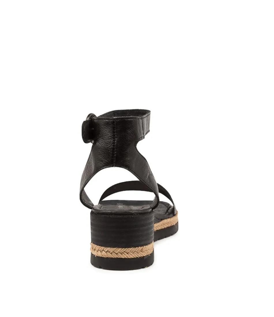Espadrilles Femme Cuir Noir Vieilli - Style Irlandais Authentique - Django & Juliette Édition Limitée