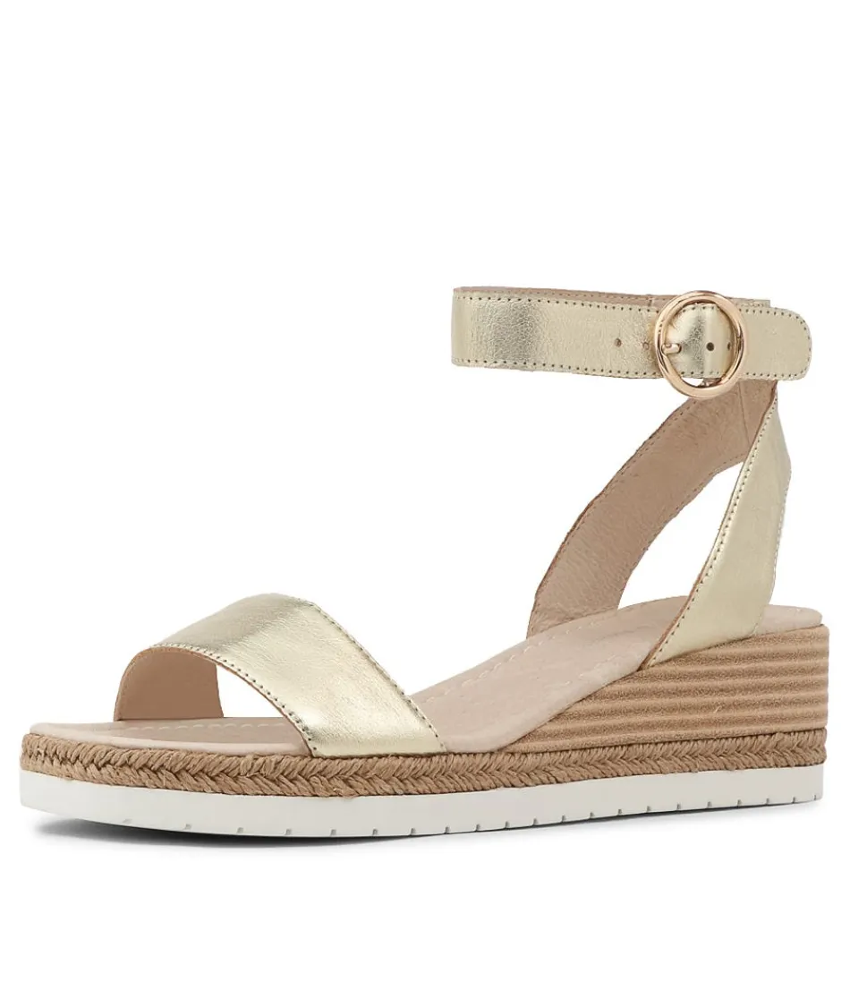 Escarpins Femme DJANGO-JULIETTE - Sandales en Cuir Doré Clair Irlandais à Semelle Espadrille - Style Élégant pour un Look Estival