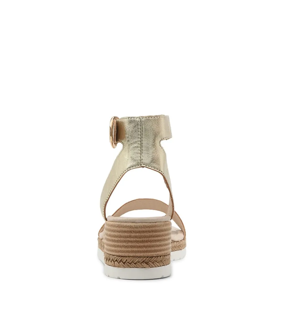 Escarpins Femme DJANGO-JULIETTE - Sandales en Cuir Doré Clair Irlandais à Semelle Espadrille - Style Élégant pour un Look Estival