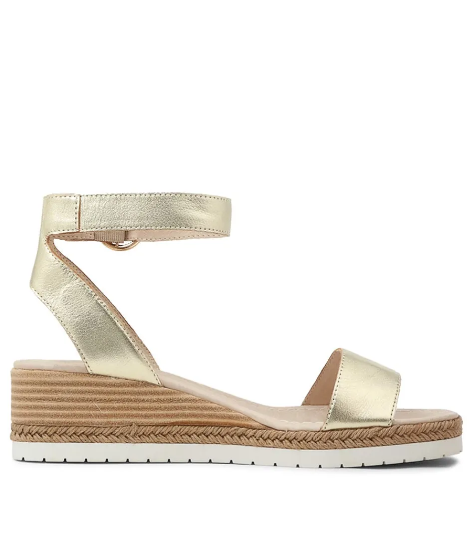Escarpins Femme DJANGO-JULIETTE - Sandales en Cuir Doré Clair Irlandais à Semelle Espadrille - Style Élégant pour un Look Estival