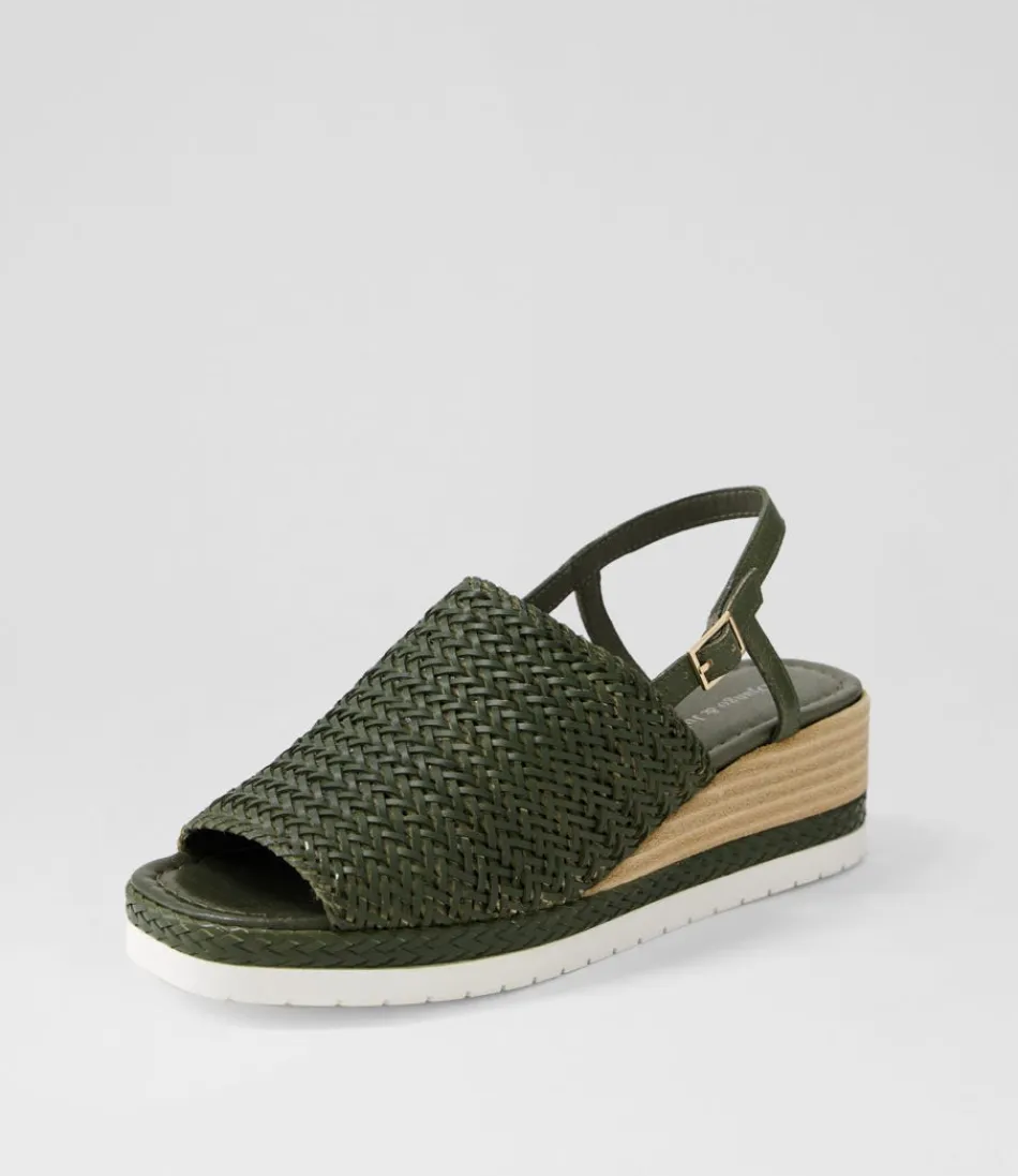 Sandales méditerranéennes Django & Juliette - Cuir tressé olive pour femme, style bohème été 2024