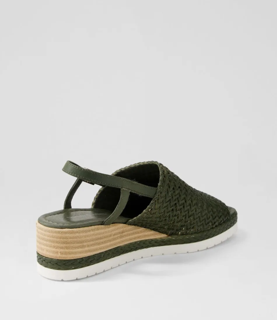 Sandales méditerranéennes Django & Juliette - Cuir tressé olive pour femme, style bohème été 2024