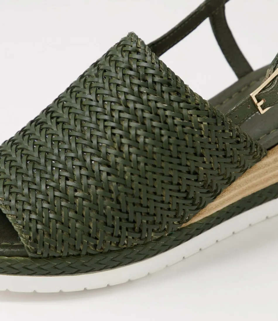Sandales méditerranéennes Django & Juliette - Cuir tressé olive pour femme, style bohème été 2024