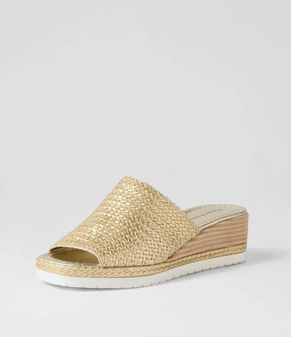 Sandales Élégantes DJANGO & JULIETTE - Modèle Izze en Tressage Vieil Or - Espadrilles Femme Confortables avec Détail Artisanal, Style Bohème Chic pour Été