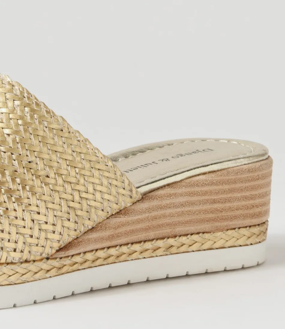 Sandales Élégantes DJANGO & JULIETTE - Modèle Izze en Tressage Vieil Or - Espadrilles Femme Confortables avec Détail Artisanal, Style Bohème Chic pour Été