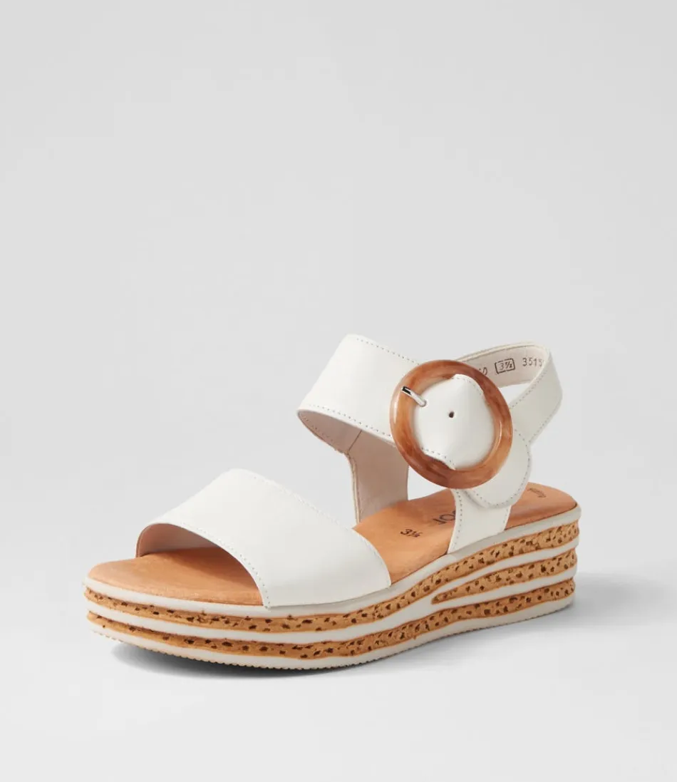 Sandales JALE en Cuir Véritable GABOR - Confort Optimal & Style Décontracté Chic (Couleur Café-Crème)